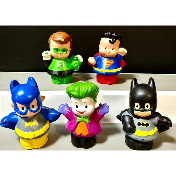 Fisher Price Little People DC Super Friends Hero Figure Lot of 5 Batman Superman - Picture 1 of 4